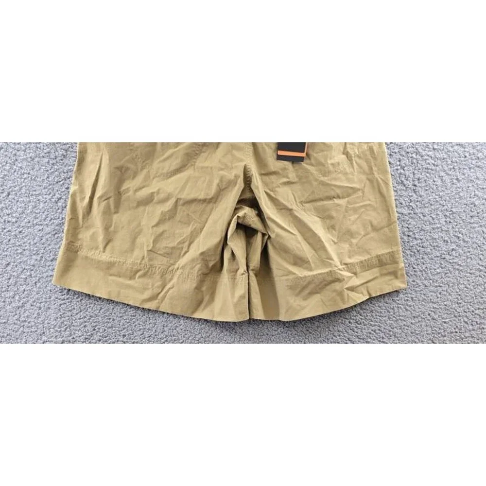 BOSS Orange High-Rise Baggy-Fit Shorts Women's 10 Beige Pleated Zip Hook & Bar